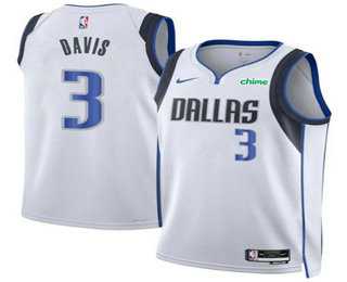 Mens Dallas Mavericks #3 Anthony Davis White 2025 Association Edition Stitched Jersey Dzhi